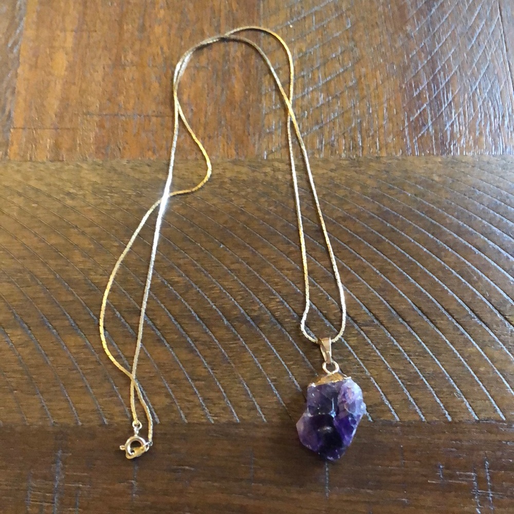 Raw Purple Crystal Necklace